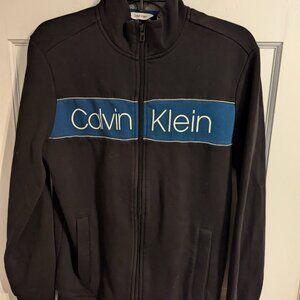 Calvin Klein Soft Touch Fleece Full Zip Up Logo Jacket Pockets Mens sz S